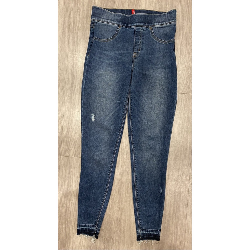 Spanx Distressed Ankle Skinny Jeans Size Small 20203R Pull On S Blue